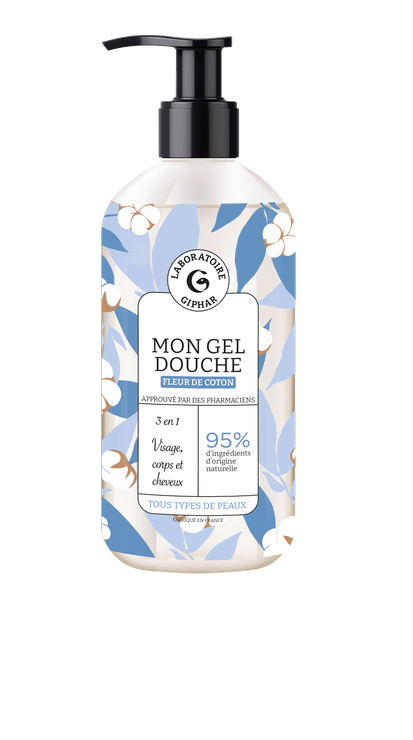 Mon Gel Douche 3 en 1 Fleur de Coton - Flacon Pompe de 1L