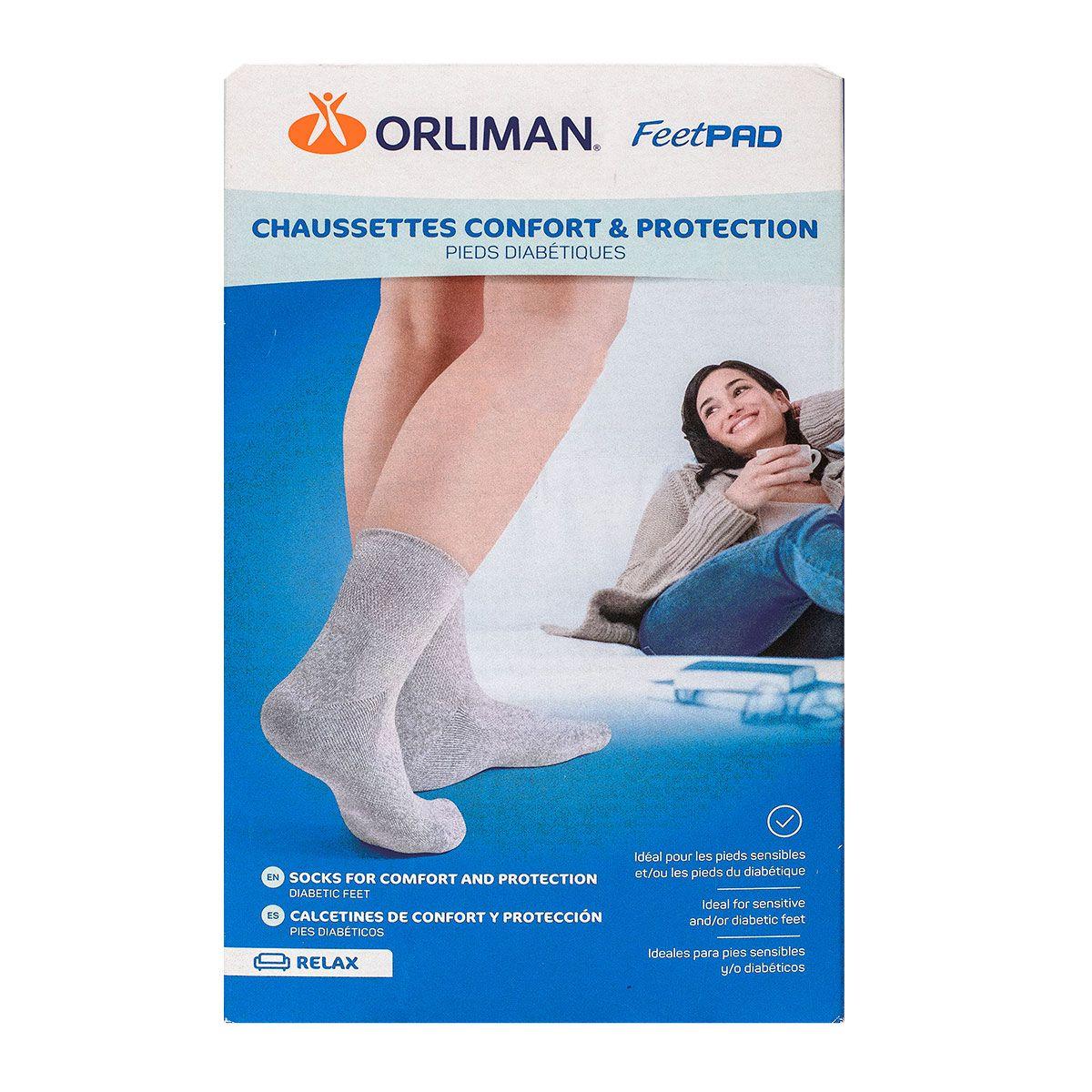Feetpad chaussettes confort grises pieds diabetiques T2